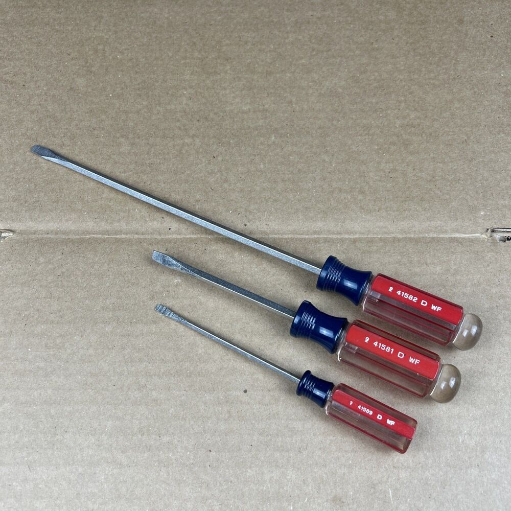 CRAFTSMAN Vintage Slotted Screwdriver Set 3 PC Flathead 41582 41581 41589 USA